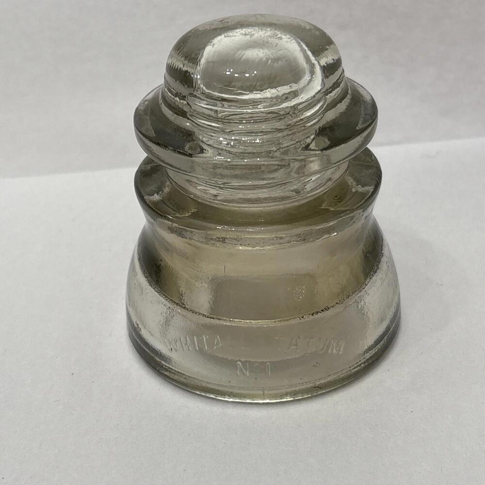 Glass Insulator  Whitall Tatum Co. No. 1 Made in USA 42 - 46, Clear Glass